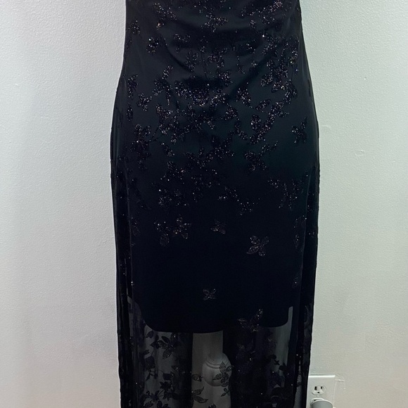 Vintage Slip Dress Mesh Overlay Sparkly Y2K Whimsigoth Long Strappy M 8Tall Vamp - Picture 14 of 15